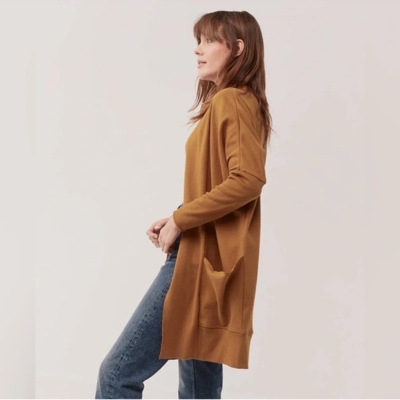 PACT Airplane Cardigan in Chai Heather Organic Cotton Size XS/S - Picture 4 of 13